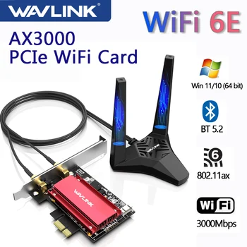Wavlink AX3000 PCIe WiFi Adapteris Wi-Fi 6E Tri-Band 