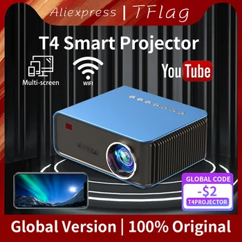 Nešiojamų Mini Tflag T4 Projektorius Wifi Projektoriaus Vaizdo Pasaulio Versija Lcd 2.4 G 