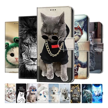 Lovely Cat Vilkas Modelis Piniginės Flip Case For Samsung Galaxy Note 10 Plius S8 S9 S10 S20 FE S21 Ultra A54 Kortelės Turėtojas Stovo Dangtelis 20