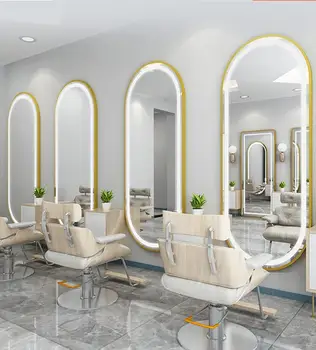 Kirpykla, veidrodis salonas veidrodis salonas specialios LED šviesos net raudonos sienos montuojamas paprastas Europos kirpimas veidrodis 16