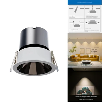 1 Nustatyti Anti-Glare LED Prožektoriai, šviesos srautą galima reguliuoti Įleidžiamas LED Downlight COB Dėmesio 3500K