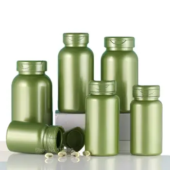 Plastikiniai žalia didelę burną tuščias butelis uždaromos kapsulė pilstymo butelis Kieti Milteliai Medicina Tablečių Buteliuką Bakas 7