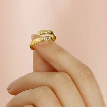 Žiedai Moterims Pasirinktinį Pavadinimą Nerūdijančio Plieno Vyrų Žiedai, Aukso Papuošalų Asmeninį Dovanos Pažadas Žiedai Poroms Anillo De Pareja 8