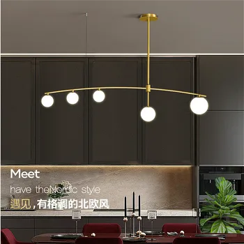 Modernus minimalistinis stiklo kamuolys aukso/juoda geležies liustra Šiaurės patalpų ilgai liustra, biuras, baras, virtuvė, restoranas lightingCD 19