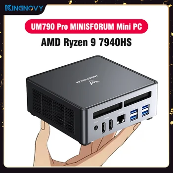 UM790 Pro AMD Ryzen 9 7940HS Ryzen 7 7840HS Mini PC Gamer 2*DDR5 5600MHz 2*PCIE4.0 2*USB4.0 Lango 11 Kompiuterį HTPC WiFi6E BT5.3 21