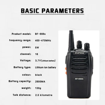 2VNT Baofeng BF-666S 666 S Du Būdu Radijo Kumpis CB Walkie Talkie 400-470MHZ 5W 2800mAh Comunicador Transmitter siųstuvas-imtuvas Nešiojamas