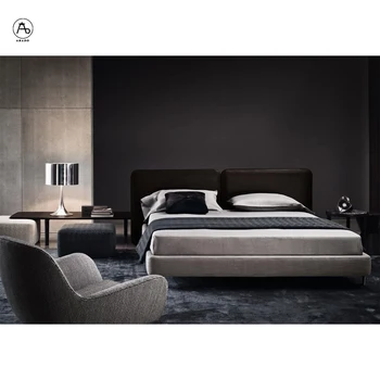 Minimalistinio italų dizaineris sienos lova rinkiniai baldai, miegamojo viešbutis natūralios ODOS modernūs, prabangūs queen bed frame iki-holstered lova 18