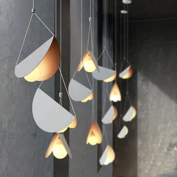 Šiaurės minimalistinio pakabukas lengvo metalo skristi sulankstyti popieriaus LED trimitas lempos laiptai, viešbutis, baras, kavinė restoranas pakabukas šviesos 23