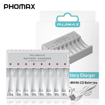 PHOMAX 8 Slots LED Ekranas, Baterija, Kroviklis AA/AAA NiMH/Ni-Cd Akumuliatoriai Nepriklausomas Krovimo Saugus ir Patvarus