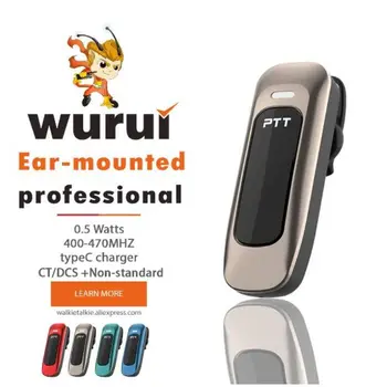Wurui R66 Ausies kabliuko walkie talkie mini radijo profesinės dvikrypčio radijo ryšio Belaidį nešiojamųjų nustatyti uhf kumpio 2 vnt laisvų rankų ausinė
