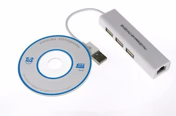 Micro USB Tinklo LAN Adapteris Ethernet RJ45 su 3 Port USB 2.0 HUB Adapteris, skirtas 