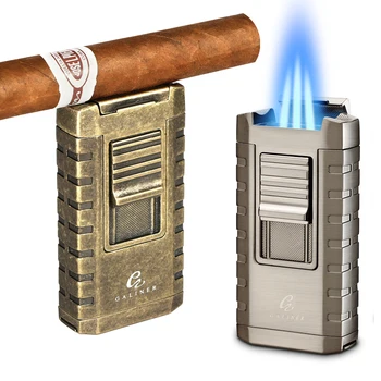 GALINER Derliaus Cigarų Žiebtuvėlio Su Punch Cutter Metalo Butano Dujų Fakelas Jet Liepsna Lengvesni Cigarų Laikiklio Dangtelį Dovanų Dėžutėje Packagaing 21