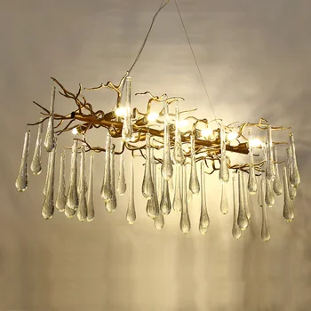 LED Lubų Šviesos Žibintai prancūzijos kristalų Lempos kambarį Liustra medžio šaką apdailos liustra viešbučio Restoranas 20