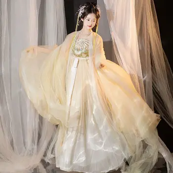 Hanfu Suknelė Moterims Senovės Kinų Tradicinės Hanfu Nustatyti Moterų Cosplay Kostiumas Šalis Apranga Vasaros Hanfu Geltona Žalia Suknelė