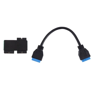USB 3.0 19PIN Vienerius-Dvejus Hub Aksesuaras, Su mikroschemomis Ir Modulinių Kabelių Projektavimas USB 19PIN HUB Plokštė 19PIN ilgiklis 1 Iki 2 9
