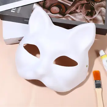 5/1Pcs Japonijos Kaukė Pusę Veido Rankomis dažyti Kačių Fox Mask Anime Demon Slayer Maskuotis Helovinas Festivalis Cosplay Prop 2