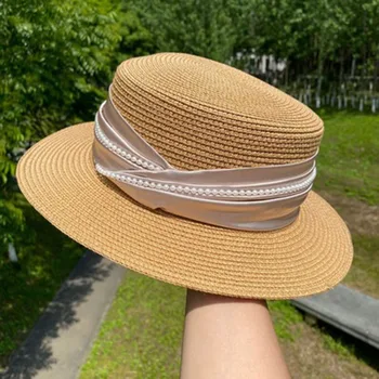 skrybėlė moterų chapéu Golfo bžūp paplūdimio moterų skrybėlės saulė Prabanga šiaudų skrybėlę sunhat naujas vasaros panama Mados elegantiškas domo skrybėlę 5