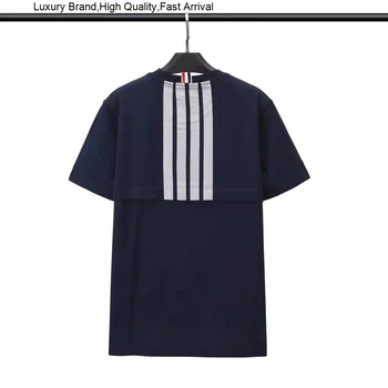 Mados Vyrų Brand T-Shirts Aukštos Kokybės Casual Luxury Viršūnes Dryžuotas šviesą Atspindintys Dizaino Tendencija Lady Garsaus marškinėliai trumpomis Rankovėmis 5
