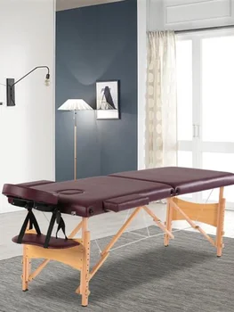 Mesa de masaje de belleza, cama plegable portátil de 84 pulgadas, 2 secciones, pierna d, versátil, spalva rosa/blanselleza 21