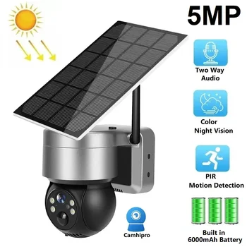 4X Priartinimas 5MP WiFi Saulės Kamera Lauko Vandeniui, Built-in Baterijos Vaizdo Stebėjimo Belaidžio ryšio Fotoaparatą Ilgai veikiant Budėjimo režimu, Camhipro 8