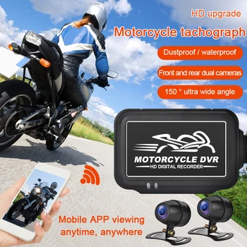 WIFI Motociklo Dashcam DVR Dual 1080P Priekyje&Galiniai Vandeniui Motociklo Kameros Palaikymo Peržiūros, Vaizdo Įrašų Diktofonu 14