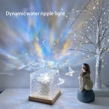 Kristalų Lempos Vandens Čiurlenimu Projektorius Naktį Žibintai Apdailos Miegamųjų Namo Namai Estetinės Atmosfera Atostogų Dovanų Saulėlydžio Žibintai 1