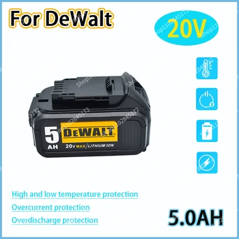 DeWalt 20V 5.0 AH 100% originalus įkraunamas elektrinis įrankis, akumuliatorius, 18650 ličio baterija, DCB205DCB204-220V DCB2066000mAh 20