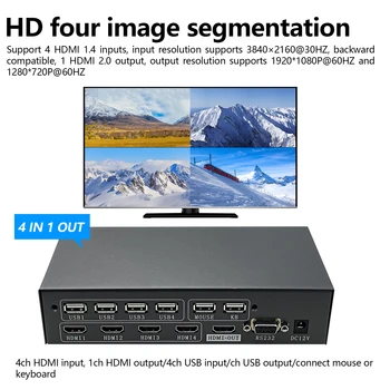 4x1 Vaizdo Siena Valdytojas 4K HD 1080P Multi Ekrano Susiuvimo Procesorius TV Sandūrų Dėžutės Splicer KVM HDMI suderinamus 17