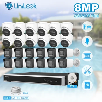 Unilook Apsaugos 8MP Mini IP vaizdo Kamera Sistemos Komplektas 32pcs IP Kamera, Patalpų 32CH NVR CCTV Apsaugos Sistema, P2P Peržiūrėti IP66 7