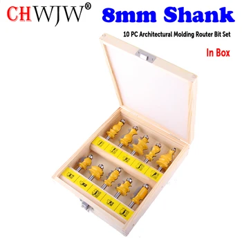 CHWJW 8mm Karka 10PC Architektūros Liejimo Kelvedžio Bitai Rinkinys Linija peilis Medienos apdirbimo pjovimo Tenon Pjovimo Medienos apdirbimo Įrankius 10