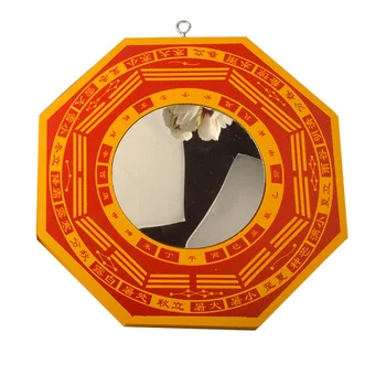 Kinijos Fengshui Raudona Mediena, Įgaubtas, Išgaubtas Bagua Veidrodis Sienos Kabo 8 hexagrams veidrodis Namų Dekoro Priedai 7
