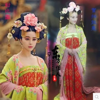 TV Žaisti Legenda Kinijos Imperatorienė Wu Ze Tian Patį Dizainą Spausdinti Aplikacijos Aukšto Juosmens Tango Kostiumas su Uodega 7