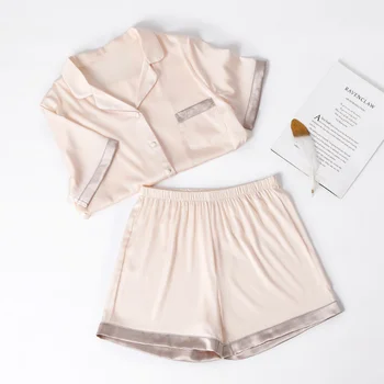 Šilko pižama moterų vasaros trumparankoviai šortai plonas skirsnio saldus girly temperamentas ledo šilko namų paslauga kostiumas 10